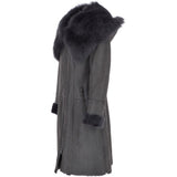 Toscana Longhaired Hooded Shearling Coat Grey: LP 26