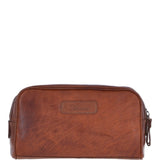 Mens Leather Washbag Tan: G-37