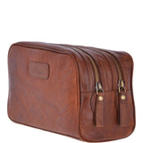 Mens Leather Washbag Tan: G-37