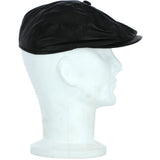 8 Panel Leather Flat Cap Black: CAP-03