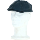 8 Panel Leather Flat Cap Blue: CAP-03
