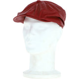 8 Panel Leather Flat Cap Pale Red: CAP-03