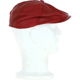 8 Panel Leather Flat Cap Pale Red: CAP-03