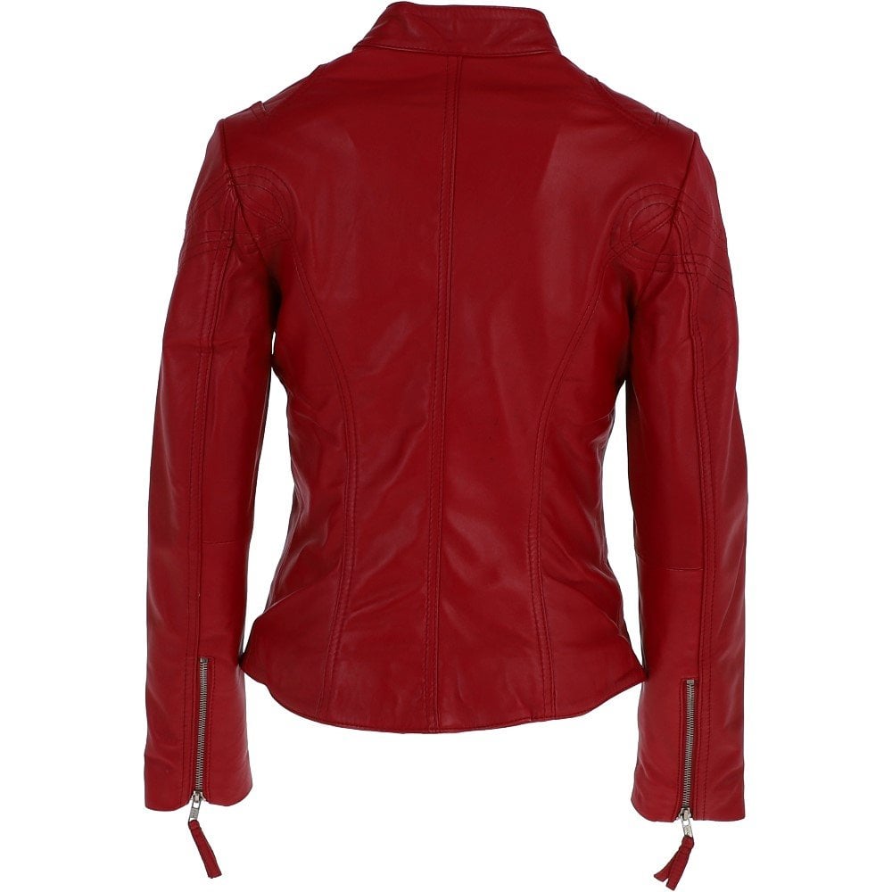 Leather Biker Jacket Red: G 2131