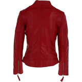 Leather Biker Jacket Red: G 2131