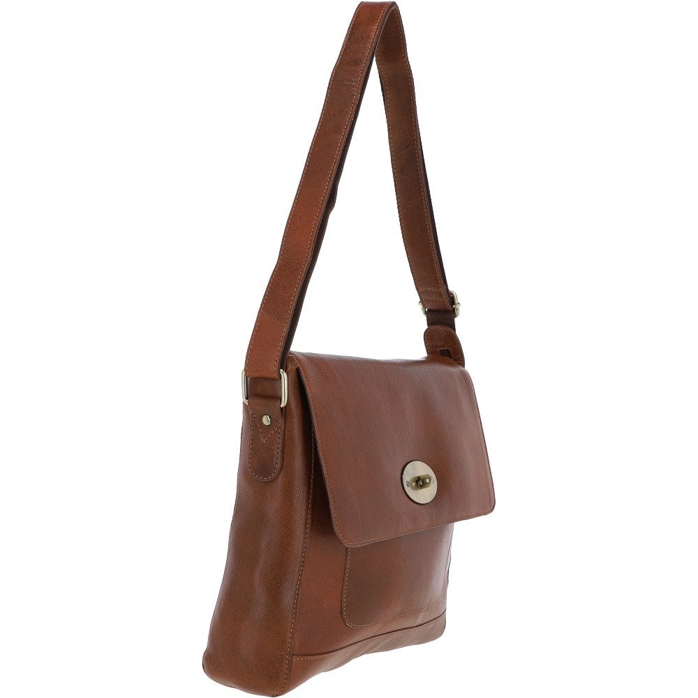 Michigan Leather Messenger Bag Cognac: M-57
