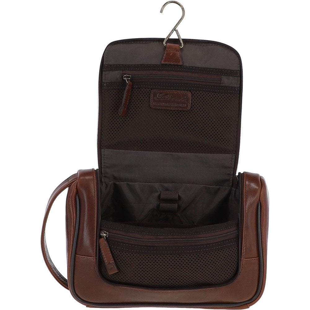 Ashwood Hi Veg Leather Hanging Wash Bag Tempo Brown : 8140