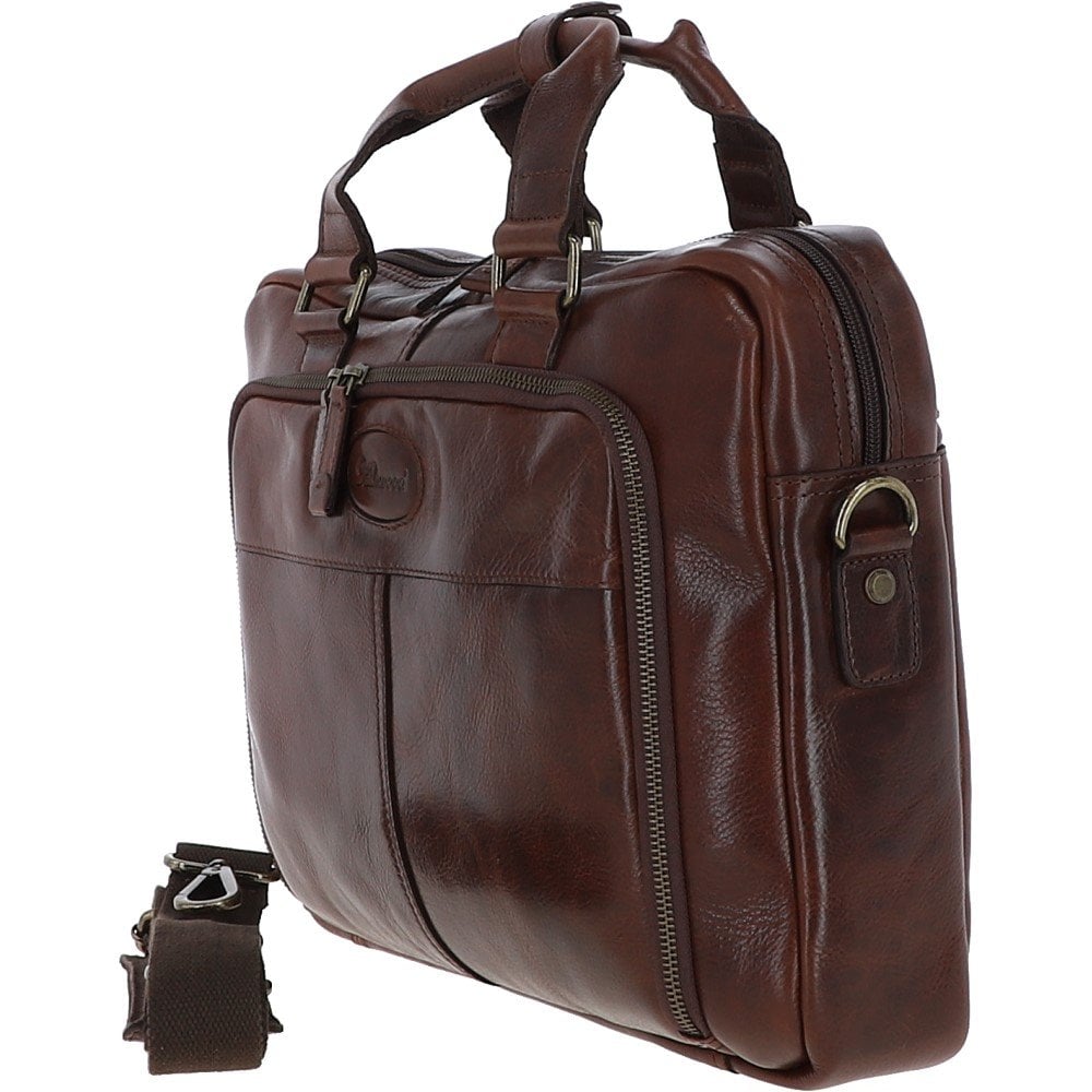 Ashwood Hi Veg Leather Laptop Briefcase Tempo Brown: 8143