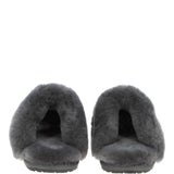 Classic Ladies Suede Sheepskin Slippers Gray