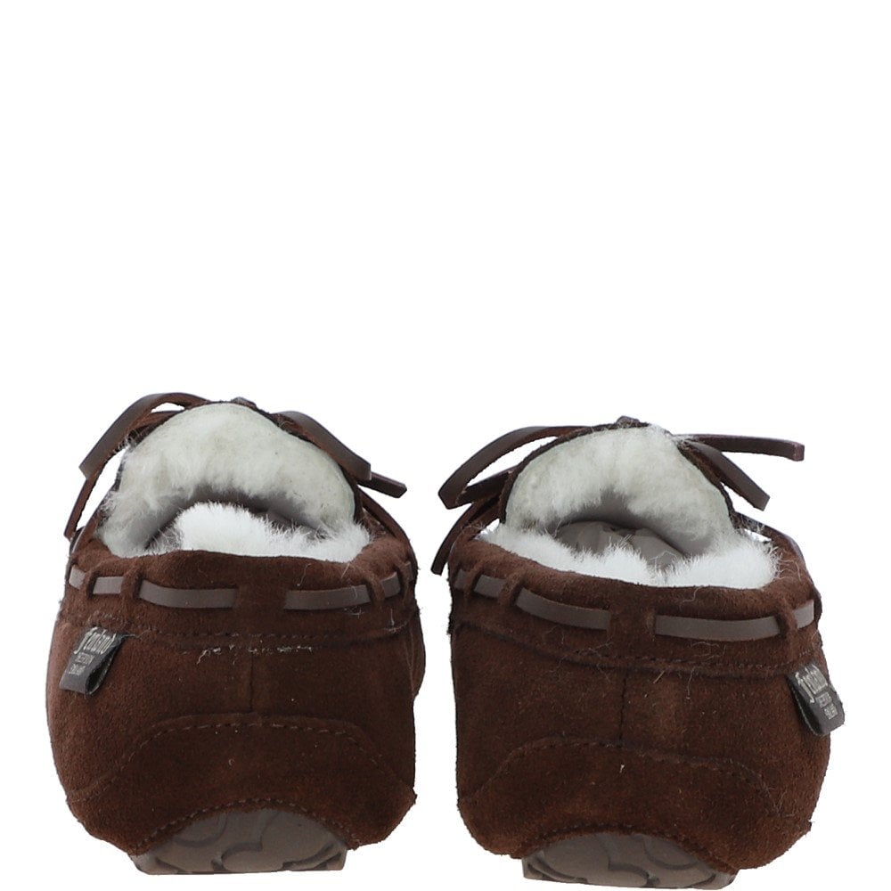 Women's Classic  Suede Sheepskin Moccasin Slippers Brown: LADIES MOCCASSINS