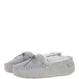 Women's Classic Suede Sheepskin Moccasin Slippers Light Grey: LADIES MOCCASSINS