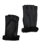 Extra Slim Sheepskin Leather Fingerless Glove Black/Black: LADIES FINGERLESS GLOVE