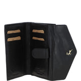 Women's Vintage Wash 12 Card Leather  Purse Black : G-42