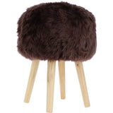 New Zealand Sheepskin Stool Chocolate: SHORT SHEEPSKIN STOOL