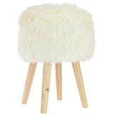 New Zealand Sheepskin Stool Natural: SHORT SHEEPSKIN STOOL