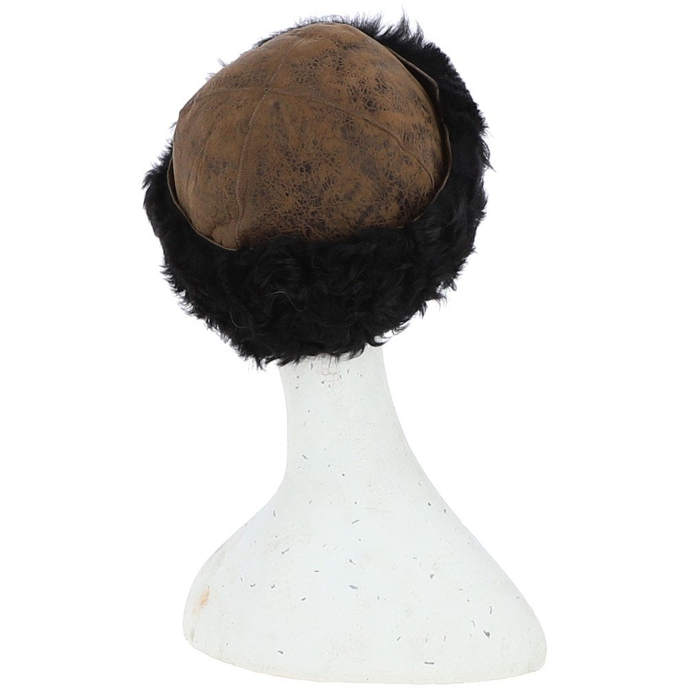 Ladies Vintage Curly Luxury Sheepskin  Hat Whisky/ Black: CURL HAT