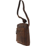 Tablet Friendly Medium Vintage Leather Body Bag Tan: Paddy