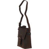 Tablet Friendly Medium Vintage Leather Messenger Bag Brown: Monti