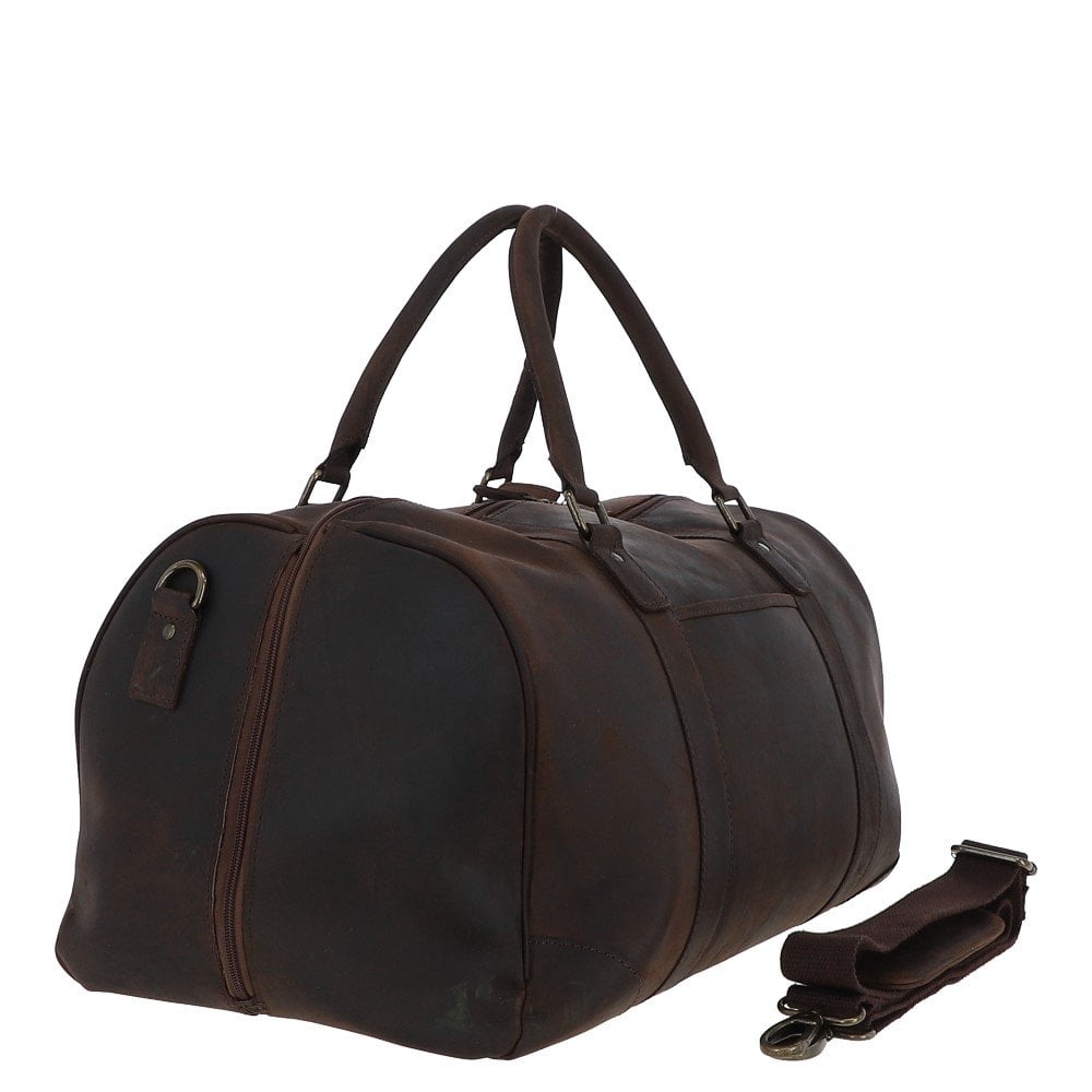 Large Vintage Leather Travel Holdall Brown: Jayden
