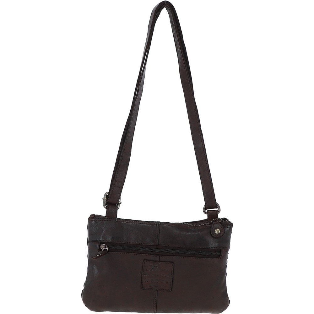 Vintage Woven Classic Leather Crossbody Bag Dark Brown: D-70