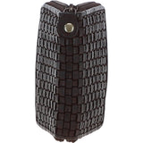 Vintage Woven Leather Zip Around Small  6 Card Coin Purse  Dark Brown :  D-80