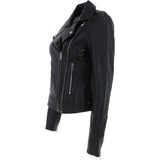 Twin Zip Fastening Leather Jacket  Black: ESTIMO