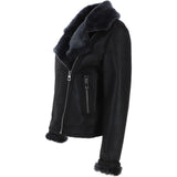 Womens Luxury Shearling Aviator Jacket Black/brissa: KB 874