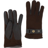 Mens Leather and Fabric Gloves Brown: 708