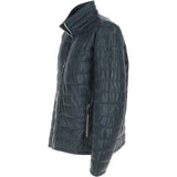 Trapper Leather Jacket Vin Blue : Massimo
