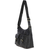 Vintage Two Pocket Leather Shoulder Bag Grey: G21