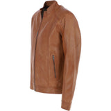 Leather Biker Jacket Tan: BR ROCK 2