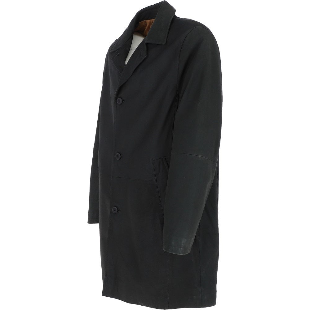 Men's 3/4 Nappa Leather Overcoat Black/snu: BUGGATI KNEE