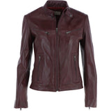 Leather Biker Jacket Burgundy: G 2131