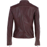 Leather Biker Jacket Burgundy: G 2131