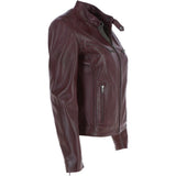 Leather Biker Jacket Burgundy: G 2131