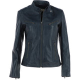Leather Biker Jacket Navy: G 2131