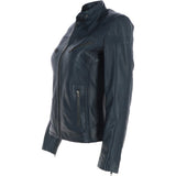 Leather Biker Jacket Navy: G 2131