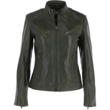 Leather Biker Jacket Green: G 2131