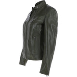 Leather Biker Jacket Green: G 2131