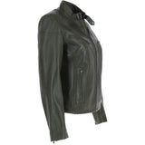Leather Biker Jacket Green: G 2131