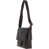 Mens Medium Waxy Leather Messenger Bag Brown: W-73
