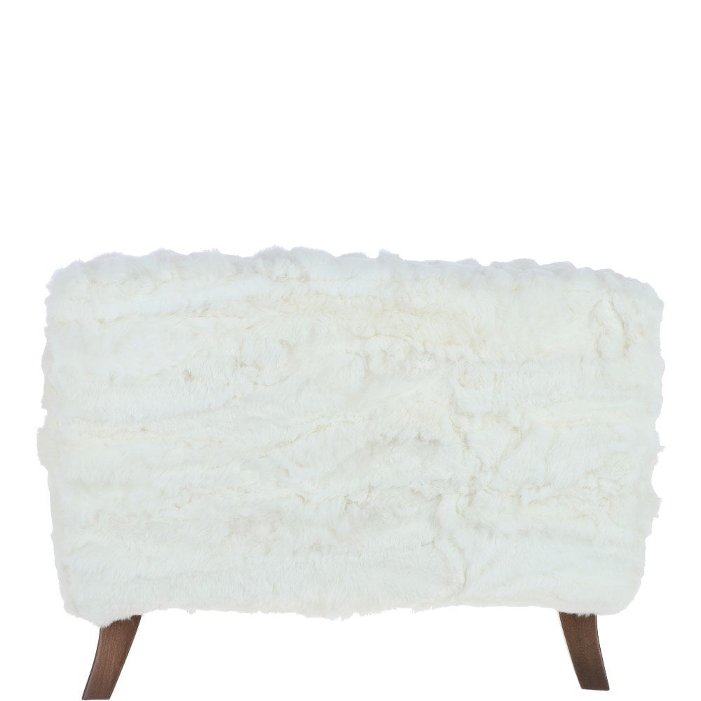 Ashwood Large Rabbit Fur Footstool Ottoman Ivory: RABBIT STOOL