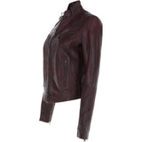 Leather Biker Jacket Vin Burgundy: G 2131