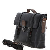 Small Leather Work Briefcase Black/mud : 4553