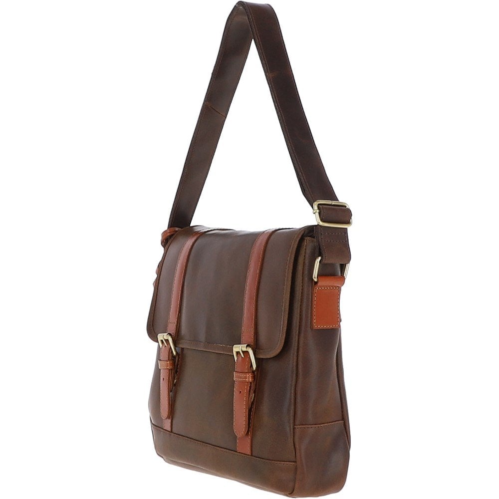Vintage Cow Oily Leather Messenger Bag Brown/Tan: FEN-785