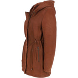 Fenland Women's Nubuck Leather Hooded Coat Rust:  Maisie