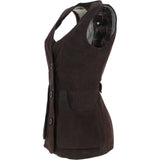 Womens Nubuck Leather Fitted Gilet Brown: Rider