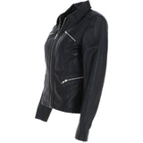 Women's Lamb Leather Biker Jacket : L-Gina