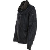 Leather Jacket With Detachable Collar Black: SANDOR