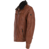 Leather Jacket With Detachable Collar Cognac: SANDOR
